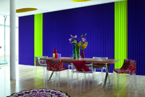 Purple and Green vertical blinds