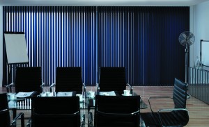 Blue vertical blinds - boardroom